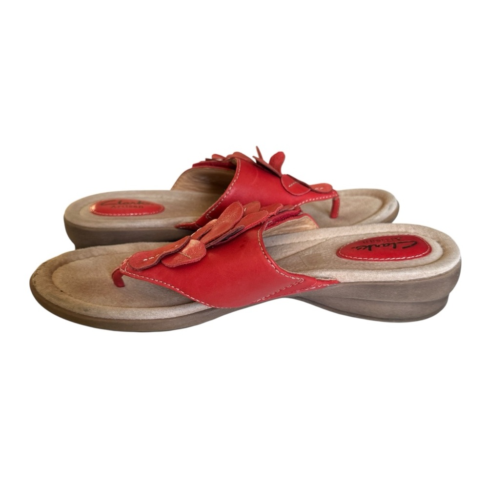 Clarks Artisan Leather Floral Thong Sandals, Size 7 - Picture 7 of 7